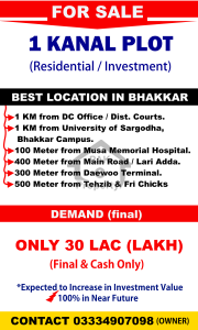 1 Kanal Residential Plot For Sale