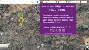 5 Marla Plot for Sale I-16/2 ISLAMABAD CDA SECTOR